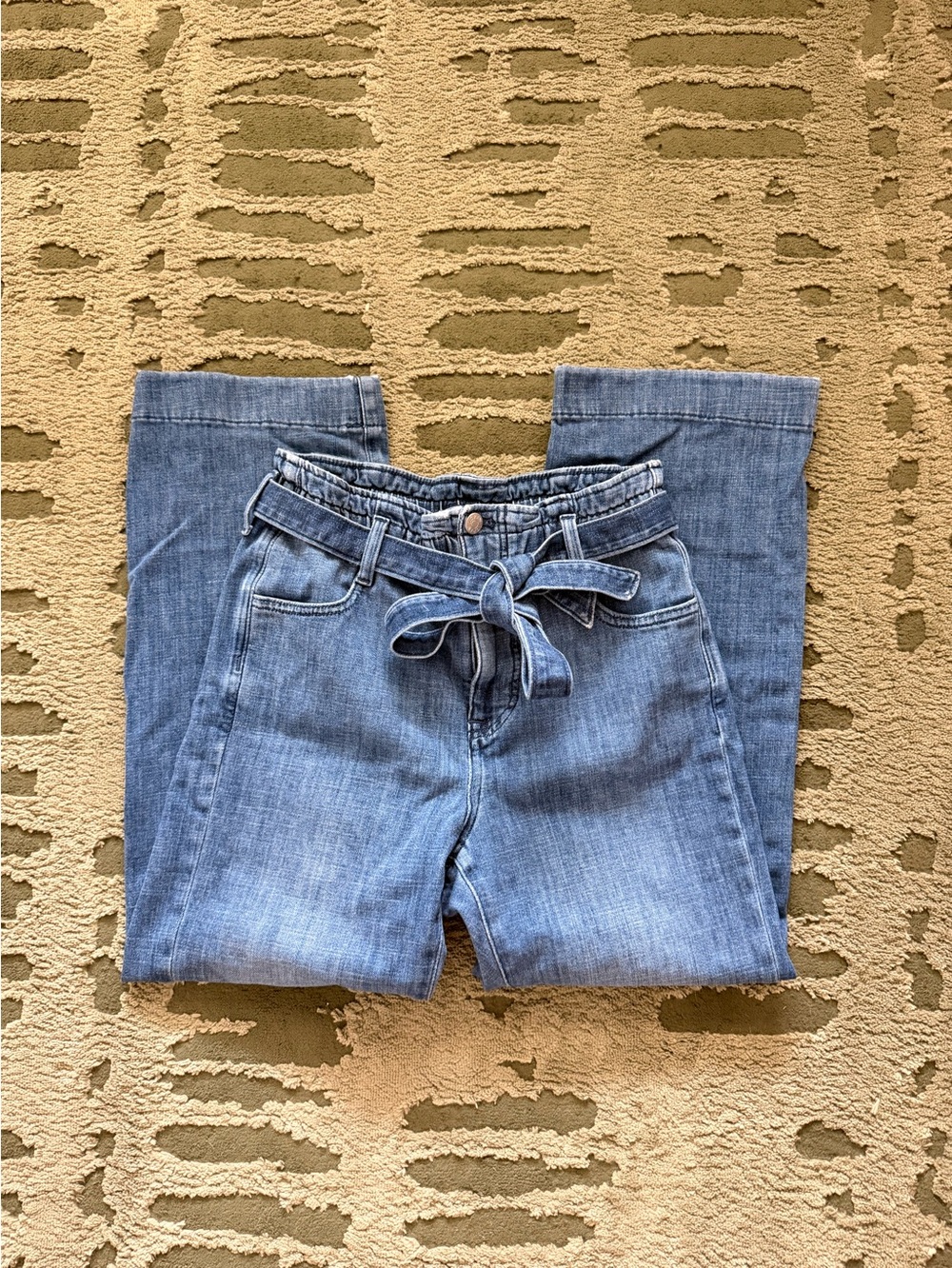 J Crew Factory Paper Bag Tie Waist Blue Jeans Size 26